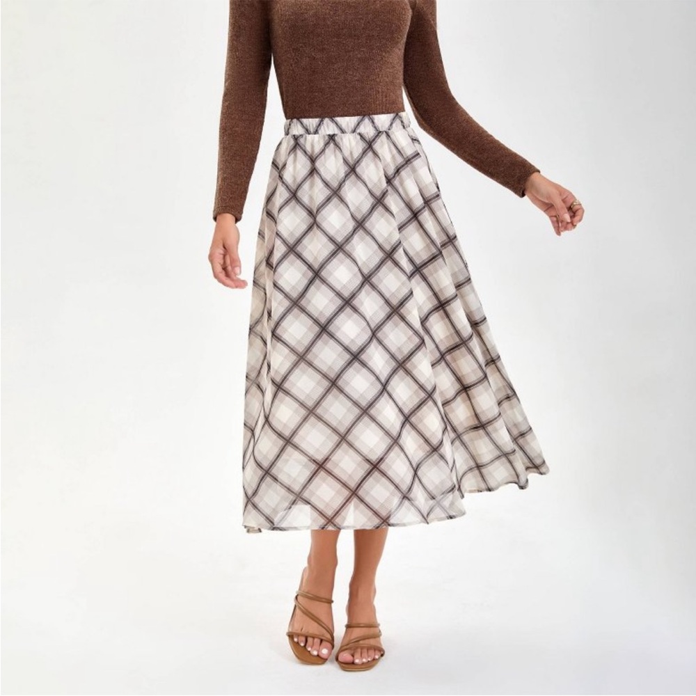 Elegant Plaid A-Line Skirt